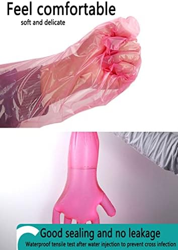 Disposable Long Plastic Gloves 50 Pcs Red 355 Inch