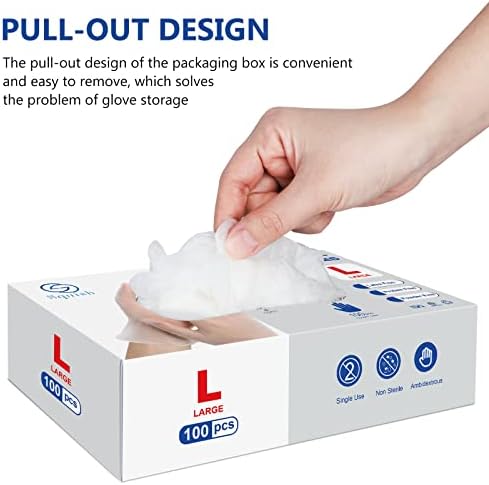 Squish Disposable Gloves 4 Mil Thick 2 Pack 100PCS Large Size