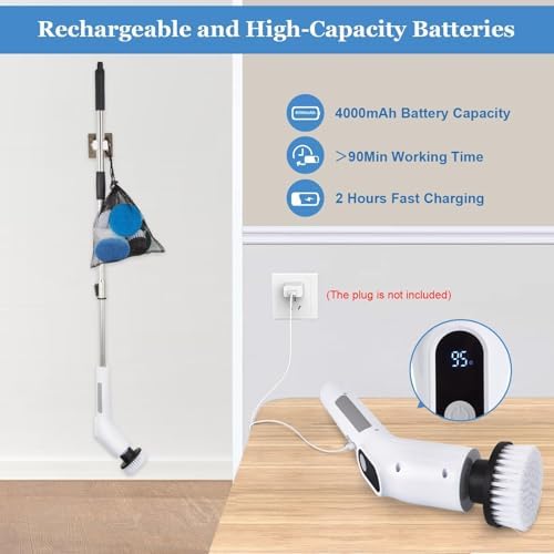 Fixm Cordless Spin Scrubber with 2-Speed 11 Brush Heads