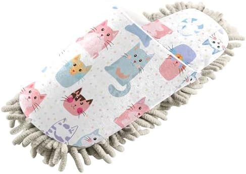 Burbuja Cartoon Cats Mop Slippers for Home Cleaning