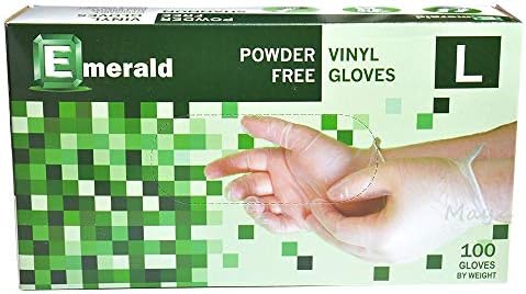 Emerald Shannon Powder Free Vinyl Gloves Large Pack of 100