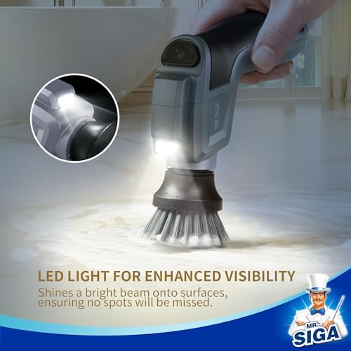 MRSIGA Electric Spin Scrubber with 5 Brushes