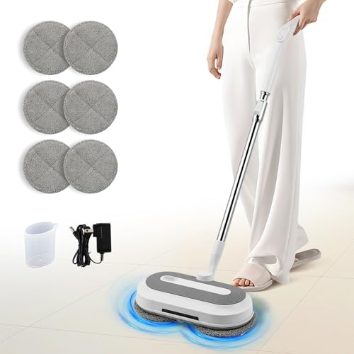 Hapyvergo Cordless Spin Mop with Water Sprayer and LED Light