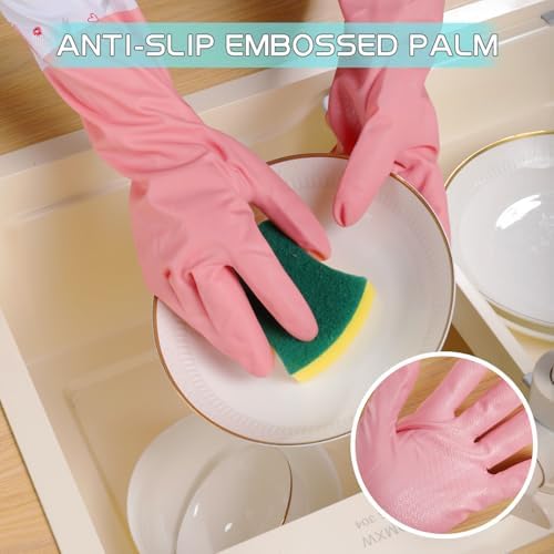3Pcs Reusable Waterproof Dishwashing Gloves with Cotton Lined