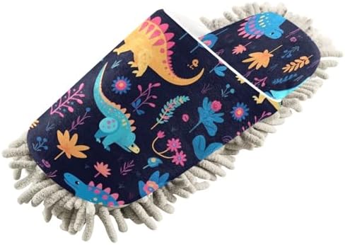 Bulletgxll Colorful Dinosaurs Mop Slippers Washable