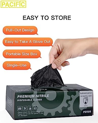 PACIFIC PPE Black Nitrile Gloves 6 Mil 100 Count XL 1