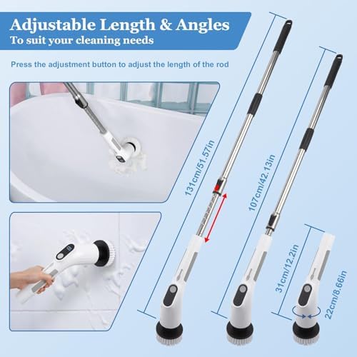 Fixm Cordless Spin Scrubber with 2-Speed 11 Brush Heads