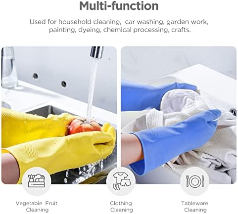 IUCGE Reusable Rubber Gloves 2 or 4 Pairs Kitchen Cleaning