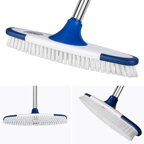 ITTAHO Floor Scrub Brush with 53 Long Handle - Deck Grout Cleaner Set