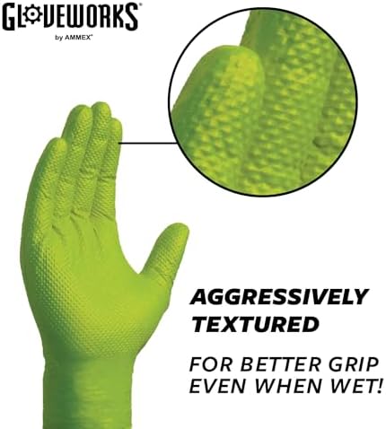 GLOVEWORKS HD Nitrile Gloves with Raised Diamond Grip