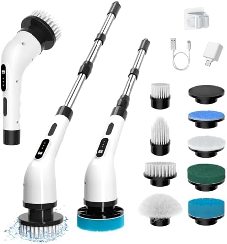 Electric Spin Scrubber with 8 Replacement Heads and 3 Speed Settings