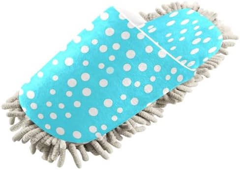 Bulletgxll Blue and White Dot Microfiber Cleaning Slippers