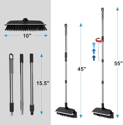 ITTAR 2-in-1 Scrub Brush with 53 Long Handle - Black