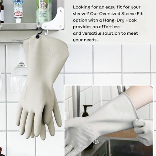 Myungjin 2 Pairs Reusable Waterproof Latex Gloves with Hooks
