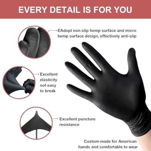 FINITEX Black Nitrile 62mil 50PCS Powder Free Gloves