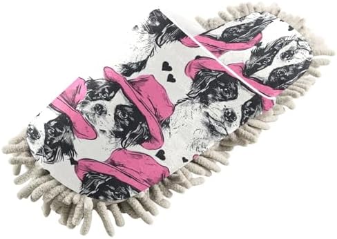 Bulletgxll Dog with Pink Hats Mop Slippers - M