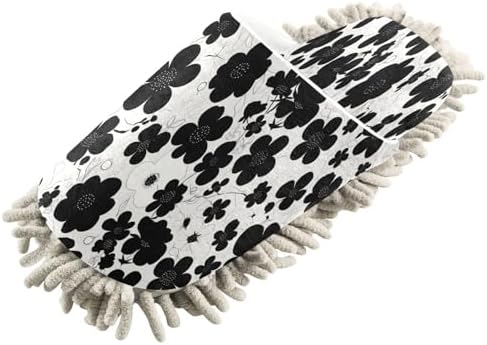 Zhirexin Black Microfiber Mop Slippers for Comfort