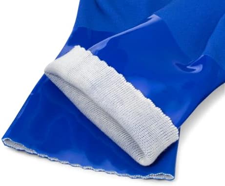 Ultimate Rubber PVC Gloves - Comfortable Cotton Lined Anti-Slip Durable Blue