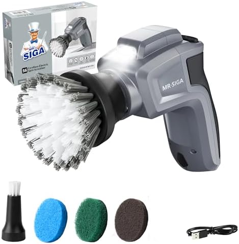 MRSIGA Electric Spin Scrubber with 5 Brushes