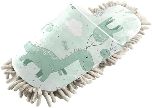 Zhirexin Green Dinosaur Cleaning Slippers Mop Shoes