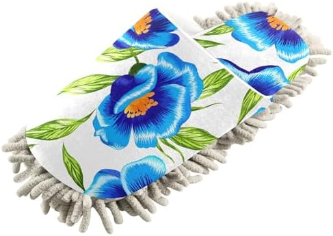 Burbuja Blue Flowers Mop Slippers for Home Cleaning 1