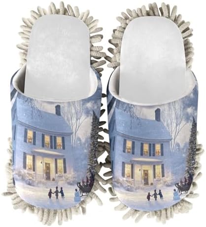 RunningBear White Christmas House Mop Slippers for Home and Office