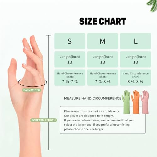 LYKACATT Reusable Rubber Dish Washing Gloves 3 Pair Non-Slip Kitchen Use
