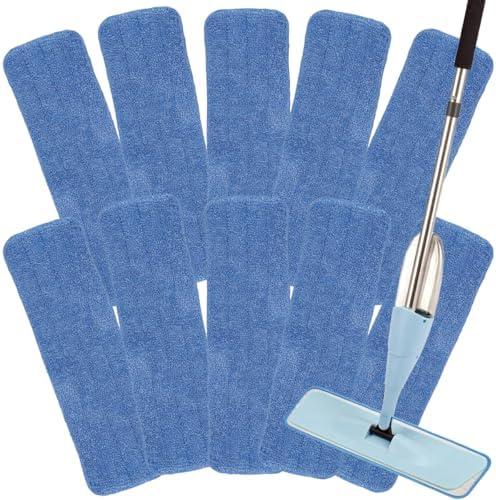 18 Inch Microfiber Mop Head Replacement - 10 Pack Blue