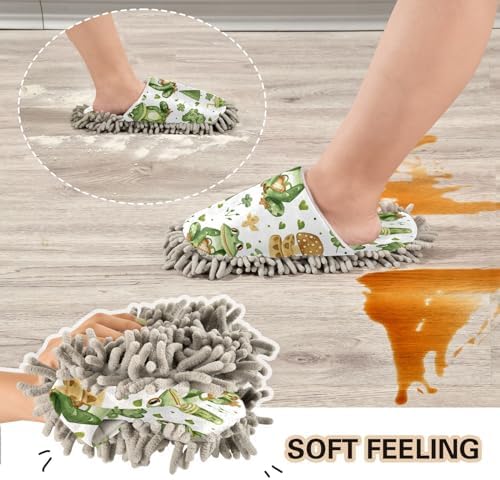 Frog Pattern Mop Slippers for Men Women - Washable Durable