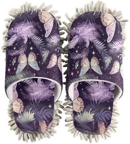 Butterfly Purple Mop Slippers Cozy Cleaning Comfort