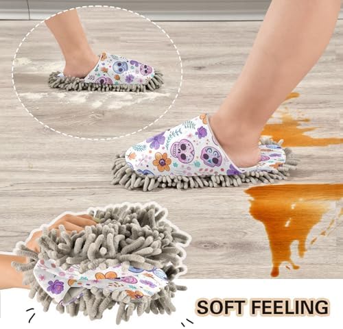 Zhirexin Colorful Skulls Kitchen Cleaning Slippers