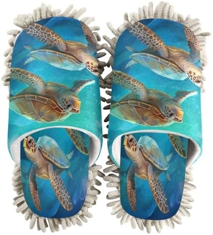 Bulletgxll Sea Turtle Microfiber Cleaning Slippers - M