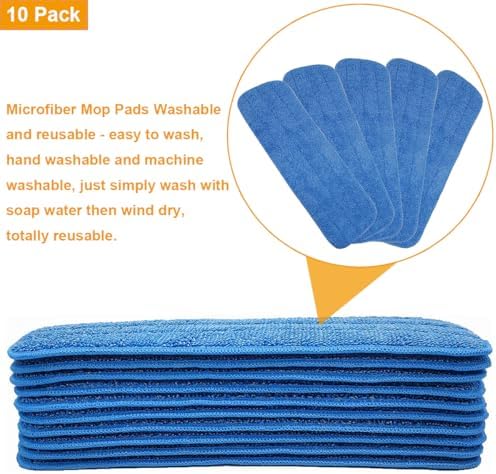 18 Inch Microfiber Mop Head Replacement - 10 Pack Blue