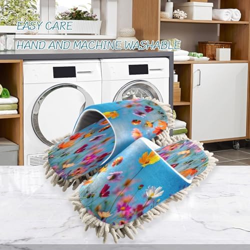 Zhirexin Colorful Flowers Microfiber Mop Slippers