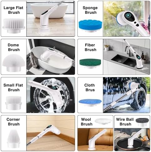 TiKenSo Electric Spin Scrubber with Voice 3 Speed 9 Replaceable Heads