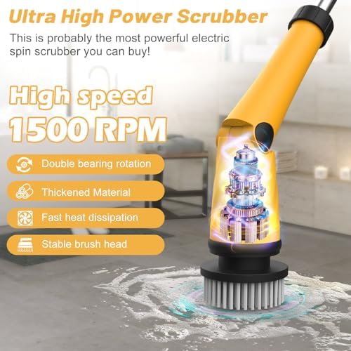 Qimedo Q2 Pro 1500 RPM Electric Spin Scrubber with 2 Batteries