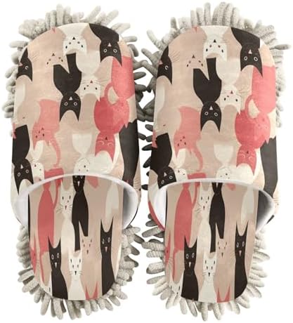 Bulletgxll Mop Slippers for Cats Pattern Cleaning