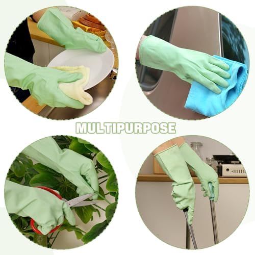 LYKACATT Reusable Rubber Dish Washing Gloves 3 Pair Non-Slip Kitchen Use