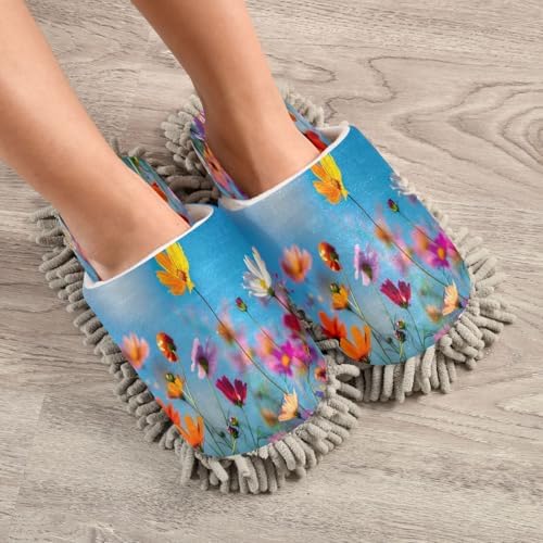 Zhirexin Colorful Flowers Microfiber Mop Slippers