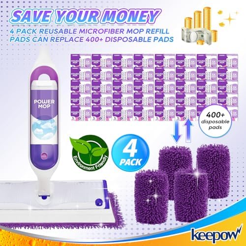 KEEPOW 10 Pack Microfiber Mop Refills