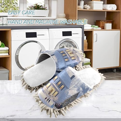 RunningBear White Christmas House Mop Slippers for Home and Office