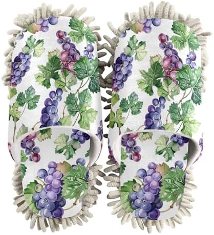 RunningBear Purple Grapes Mop Slippers for Clean Floors