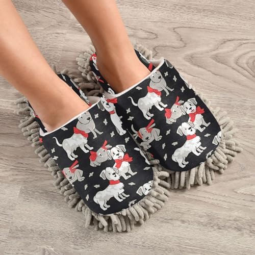 Bulletgxll Dog Pattern Mopping Slippers - Washable and Comfortable
