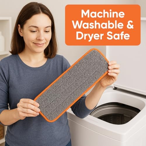 Superio 4-Pack Microfiber Mopping Pads - Reusable Streak-Free