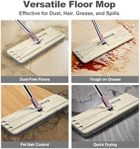 JOYMOOP Flat Mop with Microfiber Pad - Beige Blush Brown