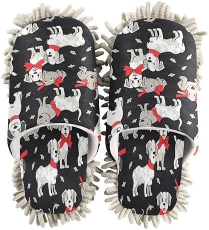 Bulletgxll Dog Pattern Mopping Slippers - Washable and Comfortable