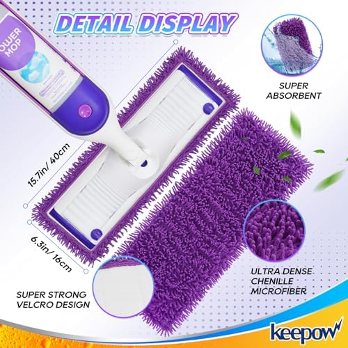 KEEPOW 10 Pack Microfiber Mop Refills