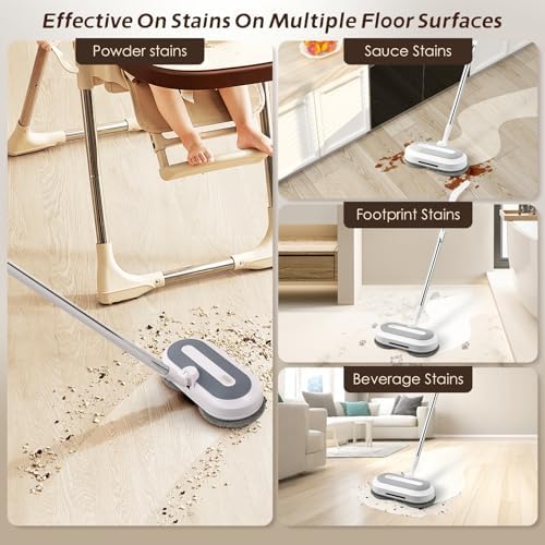 Hapyvergo Cordless Spin Mop with Water Sprayer and LED Light