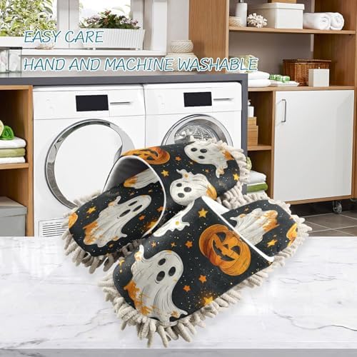 Zhirexin Halloween White Cleaning Slippers with Microfiber Mop Pads