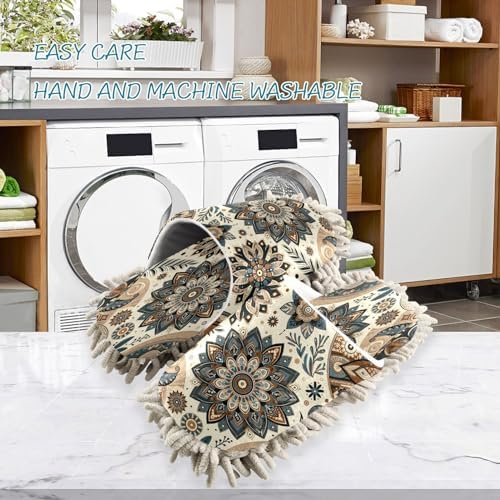 Zhirexin Mandala Cleaning Slippers Microfiber Mop Shoes